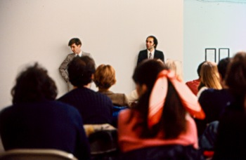 Performance by Bob and Bob at Hallwalls, 1980.