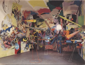 Invitation to exhibition by Judy Pfaff at Hallwalls, 1982.