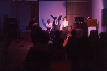 A performance by Poets Overload Expeditionary Troupe at Hallwalls, 1982.
