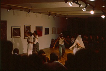 Performance by Pat Hall at Hallwalls, 1983.