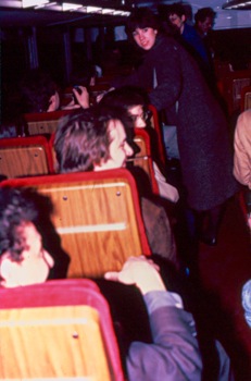 Tony Labat surprises audience with a fieldtrip to Niagara Falls during his performance at Hallwalls, 1983.