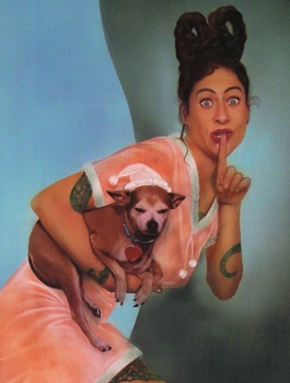 Naomi Uman with Tatoo, painting by Ernesto Estevez.